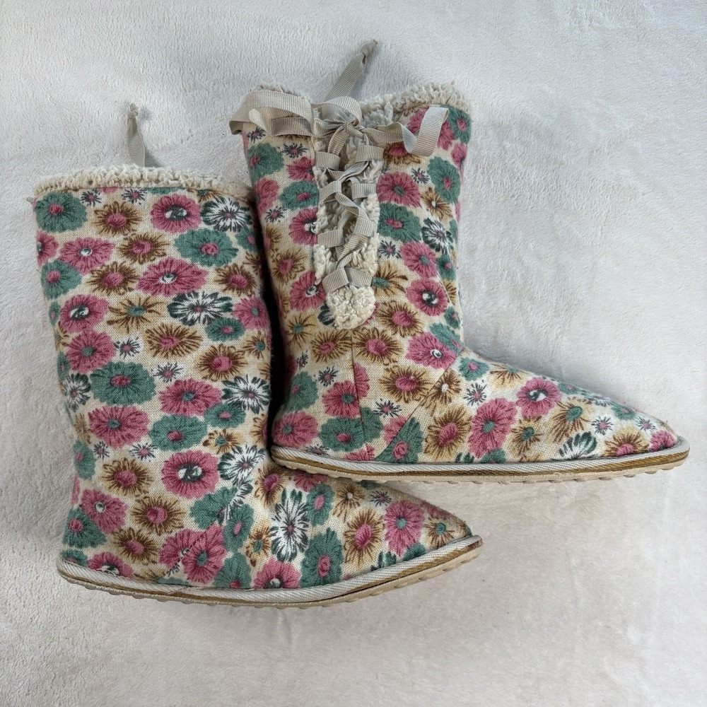 Rare Vintage Rocket Dog Floral Boots Cottagecore Boho Hybrid Slipper Booties 8